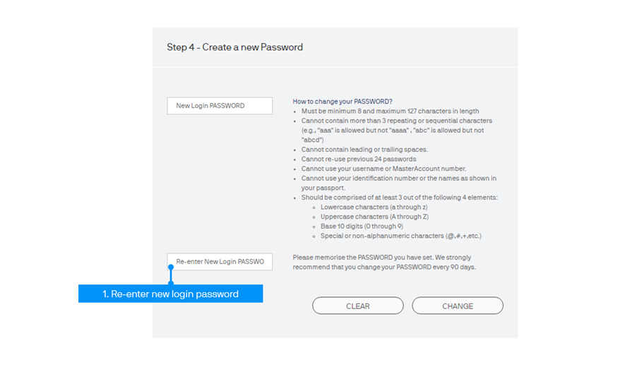 Follow the instructions to set your Login Password and press “Change”.