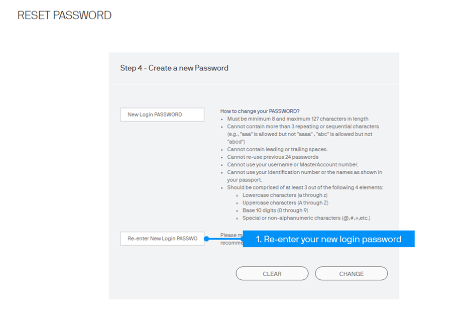 Follow the instructions to set your Login Password and press “Change”.