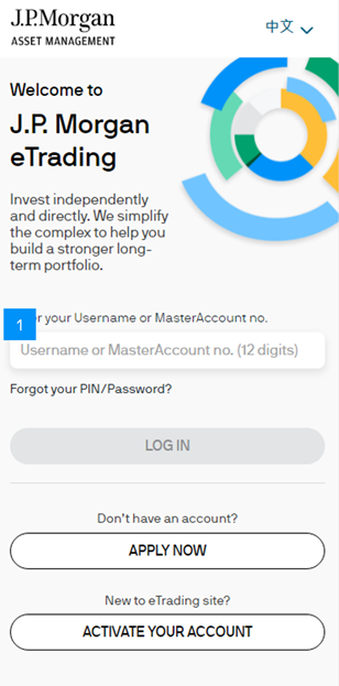 Enter your Username or MasterAccount Number. Press “Next” to proceed.