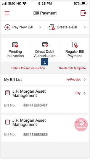 After logging in to your account, select “Direct Debit Authorisation” and then tap “Set up Direct Debit Authorisation”.